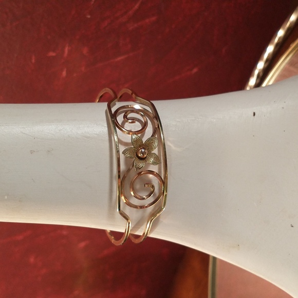 Krementz Two Toned Rose/Yellow Goldtone Bracelet - Vintage 1950s - Picture 2 of 8